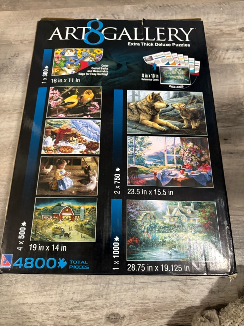 Gallery Black Puzzle Box with Multicolored Artwork Panels
